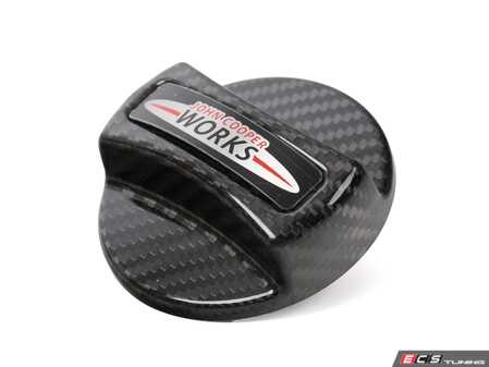 ES#5443918 - 16115A7AD86 - MINI JCW Carbon Fiber Filler Cap Cover - JCW Traditional Logo  - Overlay real carbon fiber fuel cap cover with JCW logo - Genuine MINI - MINI