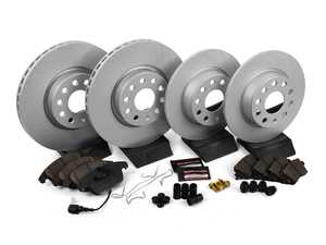 ES#3989266 - CRK7501 - Power Stop Z23 Evolution Sport Coated Front & Rear Brake Kit (312mm/272mm) - A premium 4-wheel upgrade package featuring high-carbon smooth Geomet coated performance rotors, low-dust carbon-fiber ceramic pads, and integrated electronic wear sensors. - Power Stop - Volkswagen