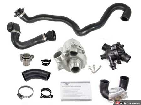 ES#4689859 - 11515A05704 - Full Water Pump Service Kit - Complete OE+ quality cooling system overhaul kit by Rein. Featuring a new thermostat, mounting bolts, coolant hoses, aluminum electric water pump, and an upgraded aluminum cylinder head fitting eliminating plastic flange failure. - Rein - BMW