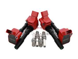 ES#5504707 - KT100025 - APR Ignition Coil & Spark Plug Kit (2.0T EA888.3, EA888.4 4-cylinder Engines) - Red - Designed to be a direct plug-and-play upgrade to factory spark plugs and coils, providing greater energy output, ensuring a stronger and more consistent spark! - APR - Audi Volkswagen