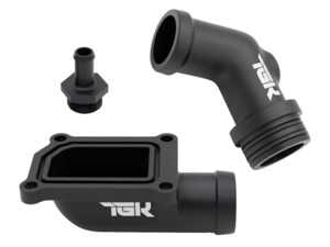 ES#5477627 - TGK-0304-07 - 4.0T Front Coolant Loop Elbow Kit - 10MM Barb Kit - Engineered to replace the factory plastic coolant elbow with a precision-machined 6061 aluminum solution featuring a dual-gasket design for maximum sealing and long-term reliability. - TGK Motorsport - Audi