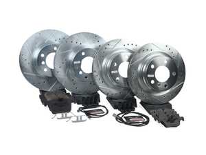 ES#3990198 - K6744 - Z23 Evolution Brake Kit - Front and Rear - For the enthusiast who wants more "bite" without sacrificing comfort, this kit replaces your stock components with a matched set of high-performance rotors and carbon-fiber ceramic pads. - Power Stop - BMW