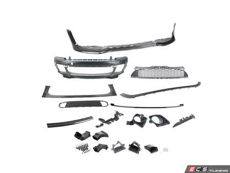 ES#4137357 - 51112759494KT - MINI Aero III JCW Front Bumper Kit - Gloss Black Lip/Spoiler  - Used to upgrade your front bumper JCW Aero III design with factory upgraded Brake Ducts - Assembled By ECS - MINI