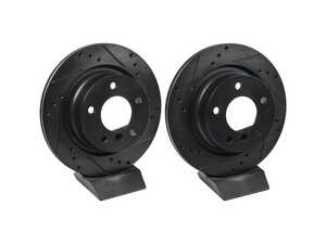 ES#4668998 - 34216794303-XS - Rear V5 Drilled & Slotted Brake Rotors - Set (294x19) - Precision manufactured for consistent stopping power during high performance driving. Featuring a matte black zinc coating for corrosion protection. - ECS - BMW