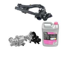 ES#4906352 - 2742000900KT1 - Water Pump & Thermostat Kit - Includes an OEM supplier Water Pump, Thermostat, and 1 gallon of pink G40 coolant premixed 50/50. - Assembled By ECS - Mercedes Benz