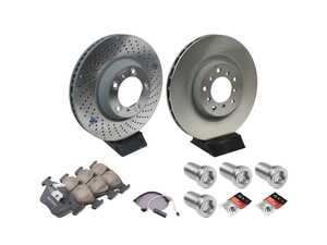 ES#5397002 - E46M3FBKT - Front Brake Service Kit - Featuring SHW Front Smooth Monobloc Rotors & ECS DD23 "Daily Driver" Front Brake Pads - Assembled By ECS - BMW