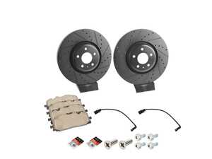 ES#5491784 - 4M0615301AN-XSKT - Front V5 Drilled & Slotted Brake Rotors Service Kit (350x34) - Precision manufactured for consistent stopping power during high performance driving. Featuring a matte black zinc coating for corrosion protection. - Assembled By ECS - Audi