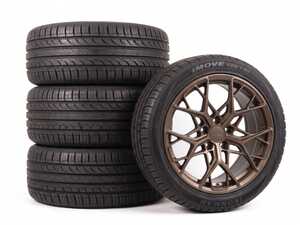 ES#5526949 - A0219854266A4 - 19" APR A02  "Ready-To-Roll" Wheel & Tire Package for B8 A4 - w/ Ironman Tires - 19x8.5 ET45 5x112 - Bronze Finish - With Professionally Mounted & Balanced Ironman iMove Gen 3 AS Tires (235/35ZR19) - APR - Audi