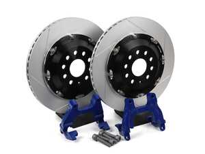 ES#4852535 - 99.10.51BL - 2-Piece Floating Rear Slotted Brake Rotor Upgrade Kit - Blue (350x22) - Full floating rear rotor upgrade that utilizes factory calipers and increases rotor size without increasing weight! - Neuspeed - Audi Volkswagen