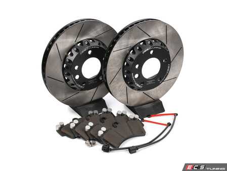 ES#5527445 - 7L86153028KT - Performance Front Brake Service Kit - Featuring ECS 2-Piece Slotted rotors and ECS EP24 "Enthusiast Performance" pads. - Assembled By ECS - Audi Porsche