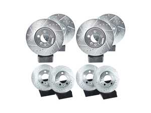 ES#5445574 - MK4FRRKT1 - Front & Rear Cross-Drilled and Slotted Evolution Rotors - Set (288x25/232x9) - Zinc coated performance rotors - StopTech - Volkswagen