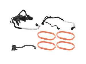 ES#5481411 - 1330100601KT - M133 AMG Complete PCV & Crankcase Breather Kit - Cure M133 vacuum leaks and restore lost boost pressure. This complete kit bundles the main PCV breather assembly, secondary bleed lines, and fresh intake manifold gaskets for a proper, one-and-done installation. - Genuine Mercedes Benz - Mercedes Benz