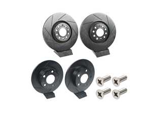 ES#5491064 - 4b0615601b1KT1 - Front & Rear V5 Slotted Brake Rotors - Set (321x30 / 255x10 - 1.50" Offset) - Precision manufactured for consistent stopping power during high-performance driving. Featuring a matte black zinc coating for corrosion protection. - ECS - Audi