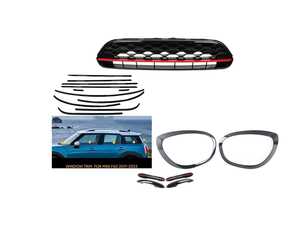 ES#5527137 - 51137438915KT2 - Headlight, Grille, Door Handles, And Beltline Set Jet Black "Blackline" - MINI F60 - Remove the chrome and get the blacked out look! Beltline is lay over trim. - Assembled By ECS - MINI