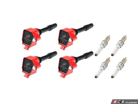 ES#5527172 - ignsrvndin3KT - Ignition System Upgrade Kit - Combines four high-output Dinan Red Performance Ignition Coils and four NGK spark plugs to deliver up to 10% more spark energy - Assembled By ECS - BMW MINI