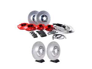 ES#5527202 - bmw101327KT - Front Performance Brake Kit & Rear Dimpled & Slotted Rotors - Red - If you're upgrading the front brakes on your 3 or 4 Series with the performance brake kit, the matching rear rotors complete the job. - Assembled By ECS - BMW
