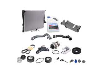 ES#5527219 - bmw101346KT - Radiator & Thermostat Cooling System Refresh Kit - Automatic - Overheating, a leaking radiator or a stuck thermostat are common on aging E46s, and the surrounding parts usually aren't far behind. - Assembled By ECS - BMW
