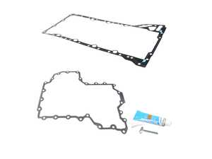 ES#5527304 - bmw101421KT - Oil Pan Gasket Kit - Upper & Lower - This kit includes the upper oil pan gasket, the X5/X6 lower oil pan gasket and silicone sealant, so a big reseal job doesn't stall waiting on parts. - Assembled By ECS - BMW