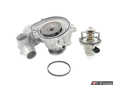 ES#5527306 - bmw101423KT - Water Pump & Thermostat Kit - A coolant leak at the front of the engine, a temperature gauge that climbs or a thermostat stuck open are common problems on the N62 V8. - Assembled By ECS - BMW