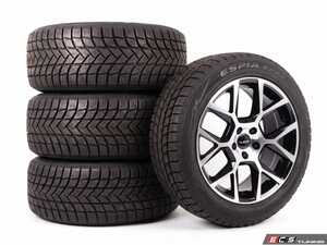 ES#5528560 - 6402EPZ22540B - 18" Alzor Style 640 "Ready-To-Roll" Winter Wheel & Tire Package for B8 A4/A5/S4/S5 - w/ Falken Tires - 18x8 ET45 5x112 - Black/Machined Face - With Professionally Mounted & Balanced Falken Espia EPZ II Tires (225/40R18) - Alzor - Audi