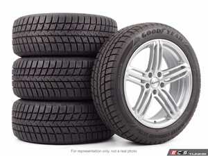 ES#5528620 - 6208WCU23540B - 19" Alzor Style 620 "Ready-To-Roll" Winter Wheel & Tire Package for B8 A4/A5/S4/S5 - w/ Goodyear Tires - 19x8.5 ET42 5x112 - Hyper Silver Finish - With Professionally Mounted & Balanced Goodyear Winter Command Ultra Tires (235/40R19) - Alzor - Audi
