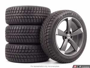 ES#5528621 - 6284WCU23540B - 19" Alzor Style 628 "Ready-To-Roll" Winter Wheel & Tire Package for B8 A4/A5/S4/S5 - w/ Goodyear Tires - 19x8.5 ET35 5x112 - Matte Gunmetal/Machined Face Finish - With Professionally Mounted & Balanced Goodyear Winter Command Ultra Tires (235/40R19) - Alzor - Audi