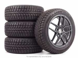ES#5528622 - 3702WCU23540B - 19" Alzor Style 370 "Ready-To-Roll" Winter Wheel & Tire Package for B8 A4/A5/S4/S5 - w/ Goodyear Tires - 19x8.5 ET35 5x112 - Gloss Gunmetal Finish - With Professionally Mounted & Balanced Goodyear Winter Command Ultra Tires (235/40R19) - Alzor - Audi