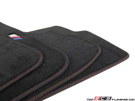 ES#2498832 - 82112293541 - E82 M Floor Mat Set - (NO LONGER AVAILABLE) - Set of 4 featuring orange stitching and the ///M logo - Genuine BMW - 