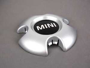 ES#2703647 - 36136862440 - Center Cap With MINI Logo In Wider Silver - Priced Each - For MINI factory steel rims 4 lug - Genuine MINI - MINI