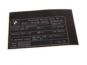 ES#260427 - 71227594384 - Exhaust Emissions Label - Genuine BMW - BMW