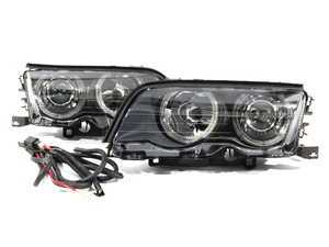 ES#2500715 - HBME46HL4DEBW - Sedan Angel Eye Projector Headlight Set - Blackout - (NO LONGER AVAILABLE) - Upgrade your BMW with Angel Eye ambient lighting and improved visibility from euro spec lenses - Depo - 