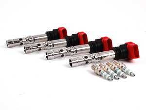 ES#2532252 - 06C905115MKT1 - Ignition Service Kit - Includes four OE red coil packs and four Denso spark plugs - Assembled By ECS - Audi