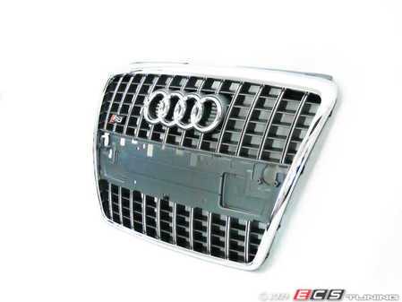 ES#261485 - 4E0853651AL1RR -  S8 Grille Assembly - Platinum Grey - Includes the chrome Audi rings - Genuine Volkswagen Audi - Audi