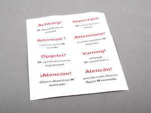 ES#241049 - 01290413405 - M-Sport Sticker Sheet - Give your vehicle the subtle difference that will set you apart from the crowd - Genuine BMW - BMW
