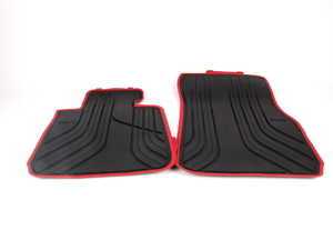 ES#2530665 - 51472219800 - Sport Line Front Rubber Floor Mat Set - Schwarz/Black With Red Accent - Genuine BMW - BMW