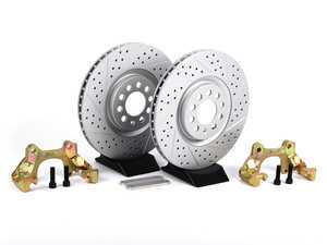 ES#523 - MK3TTBBKNP-XS - ECS Big Brake Kit - Includes 312mm Cross-Drilled & Slotted Rotors - (NO LONGER AVAILABLE) - Easy way to improve braking while keeping stock calipers. Features ECS GEOMET brake rotors. - ECS - 