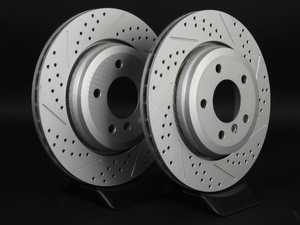 ES#2190235 - 1166073XSGMTLRA - Rear Cross Drilled & Slotted Brake Rotors - Pair (320x22) - Featuring GEOMET protective coating offering superior rust protection for long lasting, great looking rotors. - ECS - BMW