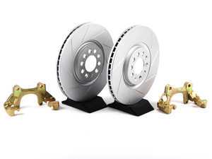 ES#411 - MK4TTBBKNP-S - 337/20th/GLI Front Brake Rotor/Carrier Kit - ECS GEOMET Slotted Rotors (312x25) - (NO LONGER AVAILABLE) - Upgrade to larger rotors for increased brake torque. Reuse your stock calipers, pads, and mounting hardware! - ECS - 