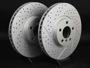 ES#2190222 - 6756847XSGMTLRA - Front Cross Drilled And Slotted Brake Rotors - Pair (356x36) - (NO LONGER AVAILABLE) - Featuring GEOMET protective coating offering superior rust protection for long lasting, great looking rotors. - ECS - 