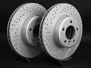 ES#2193000 - 6763824XSGMTLRA - Front Cross Drilled And Slotted Brake Rotors - Pair (348x30) - (NO LONGER AVAILABLE) - Featuring GEOMET protective coating - ECS - 