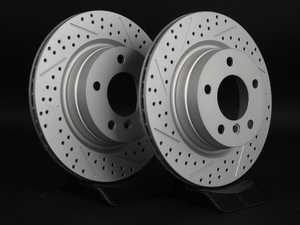 ES#2538993 - 6855008XSGMLRA -  Rear Cross Drilled & Slotted Brake Rotors - Pair (300x20) - (NO LONGER AVAILABLE) - Featuring GEOMET protective coating offering superior rust protection for long lasting, great looking rotors. - ECS - 
