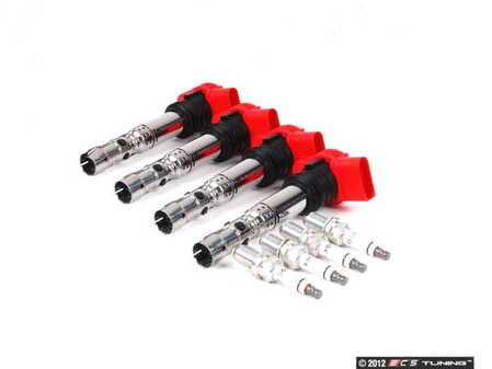 ES#2538552 - 06C905115MKT - Ignition Service Kit - Includes four OE red coil packs and four OE spark plugs - Genuine Volkswagen Audi - Volkswagen