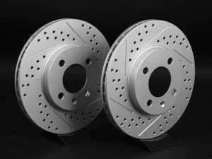 ES#2189944 - 1HM301EXSGMTLRA - Front Cross Drilled & Slotted Brake Rotors - Pair (256x20) - (NO LONGER AVAILABLE) - Featuring GEOMET protective coating. - ECS - 