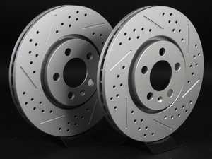 ES#2189755 - 6R0615301AKT6 - Front Cross Drilled & Slotted Brake Rotors - Pair (288x25) - (NO LONGER AVAILABLE) - Featuring GEOMET  protective coating. - ECS - 