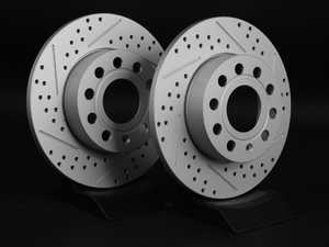 ES#2167523 - 1K0615601LDSKT -  Rear Cross Drilled & Slotted Brake Rotors - Pair (260x12) - (NO LONGER AVAILABLE) - Featuring GEOMET protective coating. - ECS - 