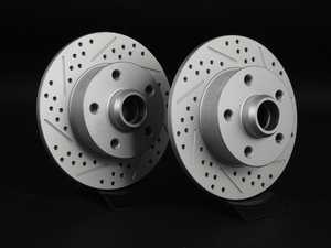 ES#2189801 - 357615601BKT5 - Rear Cross Drilled & Slotted Brake Rotors - Pair (226x10) - (NO LONGER AVAILABLE) - Featuring GEOMET protective coating. - ECS - 