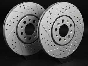 ES#2189948 - 3A0615301AKT5 - Front Cross Drilled & Slotted Brake Rotors - Pair (288x25) - (NO LONGER AVAILABLE) - Featuring GEOMET  protective coating - ECS - 