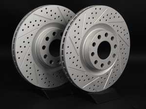 ES#2500687 - 4B3301XSGMTLRA - Front Cross Drilled & Slotted Brake Rotors - Pair (321x30) - (NO LONGER AVAILABLE) - Featuring GEOMET protective coating. - ECS - 