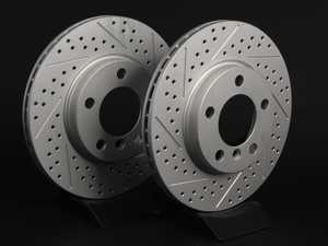 ES#2539280 - 341828XSGMTLRKT - Front Cross Drilled & Slotted Brake Rotors - Pair 11.57" ( 294x22) - Featuring GEOMET protective coating. - ECS - 