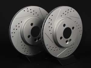 ES#2538380 - 341986XSGMTLRKT - Front Cross Drilled & Slotted Brake Rotors - Pair 11.57" (294x22) - (NO LONGER AVAILABLE) - Featuring GEOMET protective coating. - ECS - 
